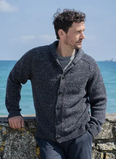 Fisherman Donegal Fleck Shawl Collar Cardigan